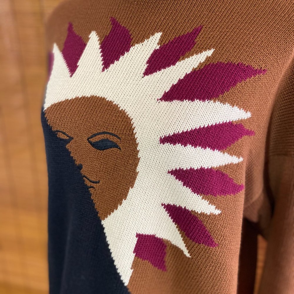Vintage Unisex Sweater Sun Design Size Large - Picture 2 of 6